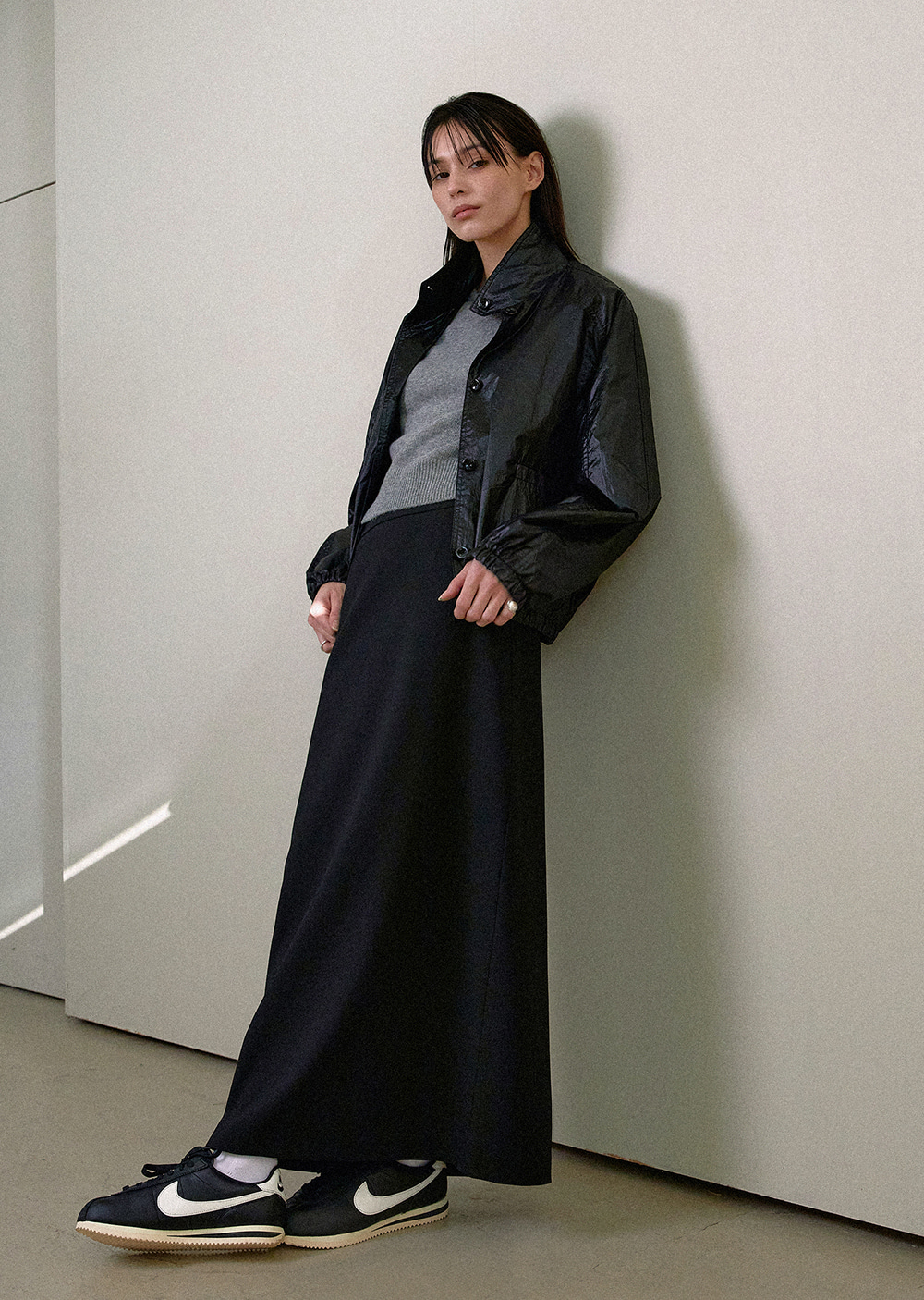 H line long skirt (black)